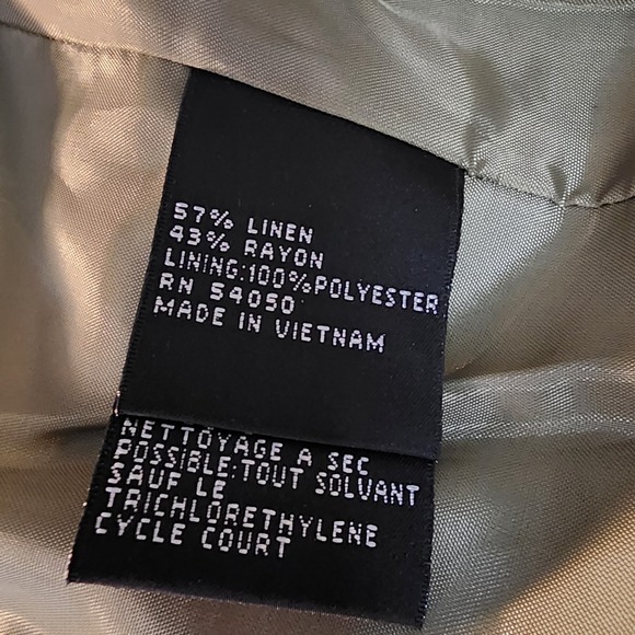 KASPER Size 8P Green Linen Blend One Button Blazer Jacket Office Professional - Picture 13 of 14